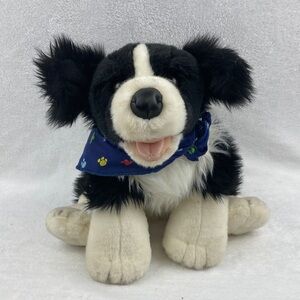Build-A-Bear Plush Border Collie Toy with Blue Bandana 15”